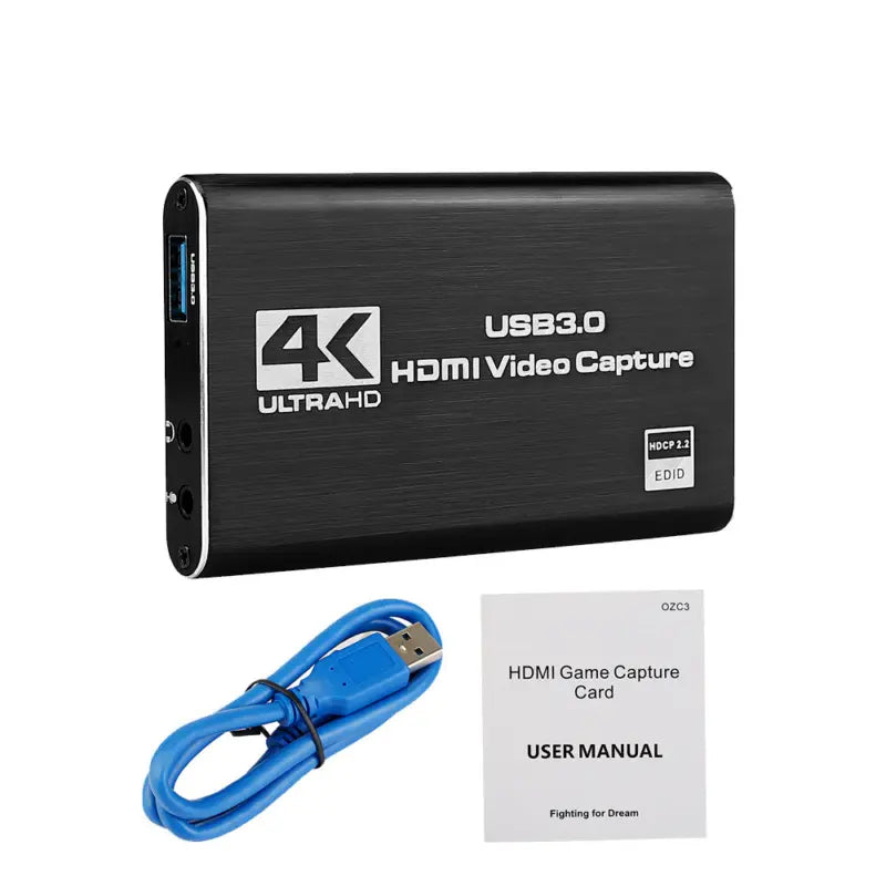 HDMI Capture Card – 1080p 60fps Recording, 4K Passthrough, Mic Input