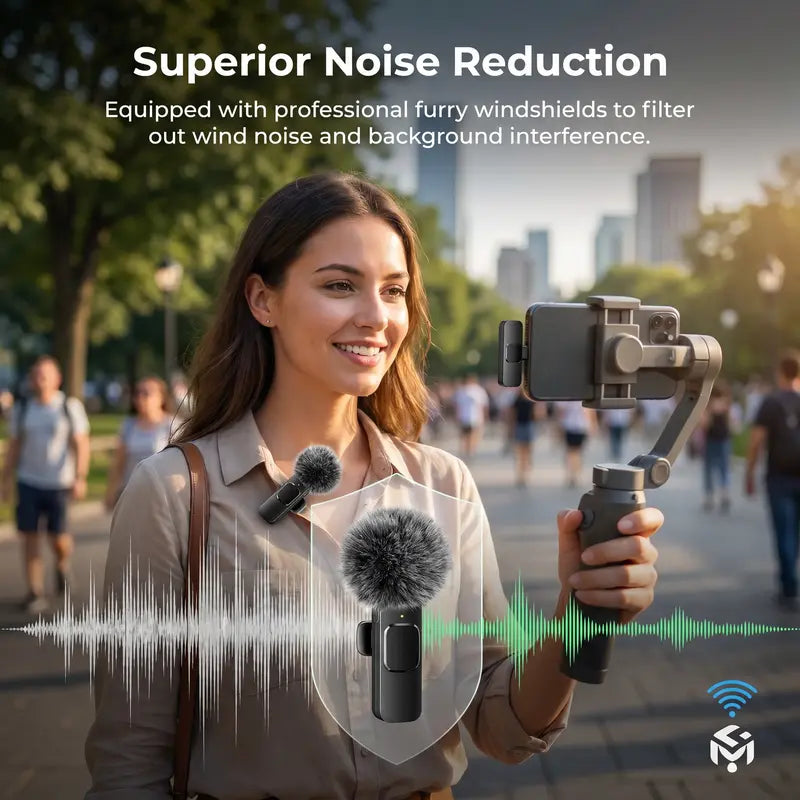 HITOZON Wireless Lavalier Microphone, 2-Pack – USB-C Clip-On Mic with Mute, Plug & Play