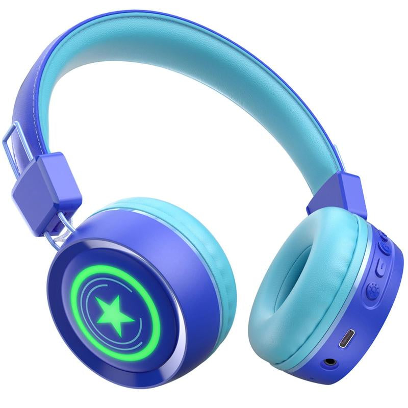 Newbee Kids Bluetooth Headphones with Mic & LED Lights – Wireless, for School & Travel