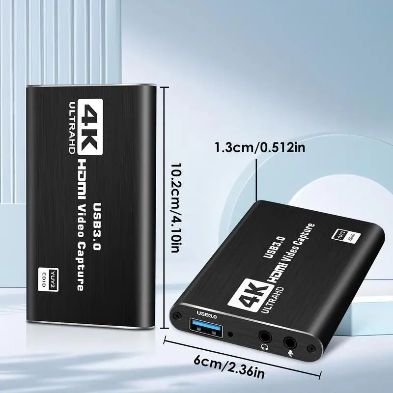HDMI Capture Card – 1080p 60fps Recording, 4K Passthrough, Mic Input