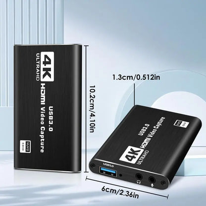HDMI Capture Card – 1080p 60fps Recording, 4K Passthrough, Mic Input