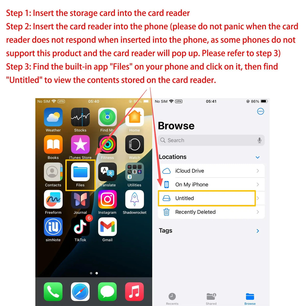 SD Card Reader for iPhone and iPad – USB Camera Adapter, Plug & Play