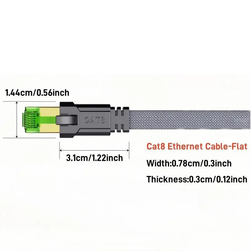 Cat 8 Ethernet Cable – 40Gbps, 2000MHz, Braided RJ45 Network Cable 10m