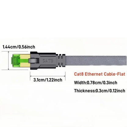 Cat 8 Ethernet Cable – 40Gbps, 2000MHz, Braided RJ45 Network Cable 10m