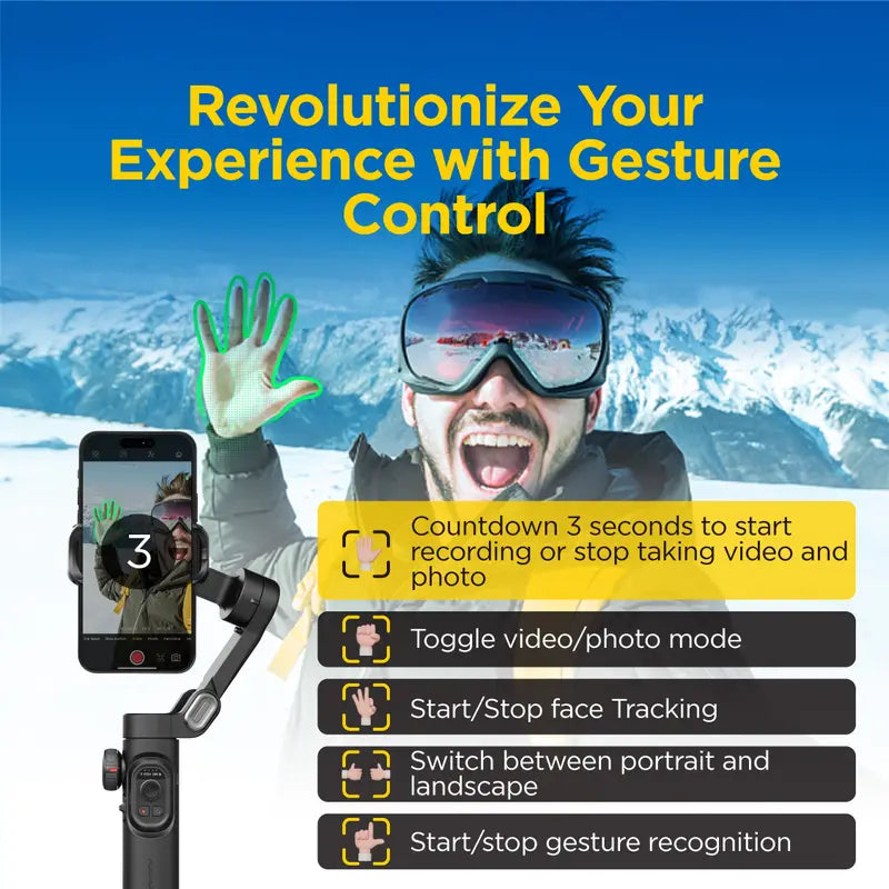 AOCHUAN 3-Axis Phone Gimbal Stabilizer – Foldable, Face Tracking, Magnetic RGB Fill Light