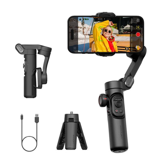 AOCHUAN 3-Axis Phone Gimbal Stabilizer – Foldable, Face Tracking, Magnetic RGB Fill Light