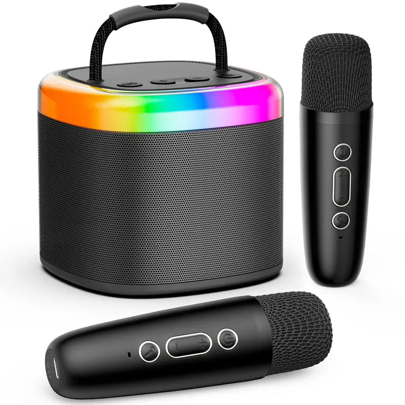 JYX D17 Mini Karaoke Machine – Bluetooth Speaker with Wireless Microphones & RGB Lights