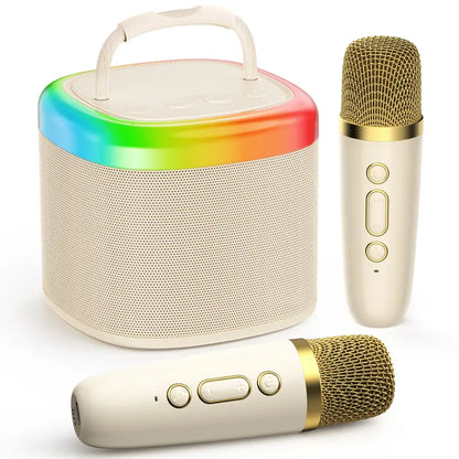 JYX D17 Mini Karaoke Machine – Bluetooth Speaker with Wireless Microphones & RGB Lights