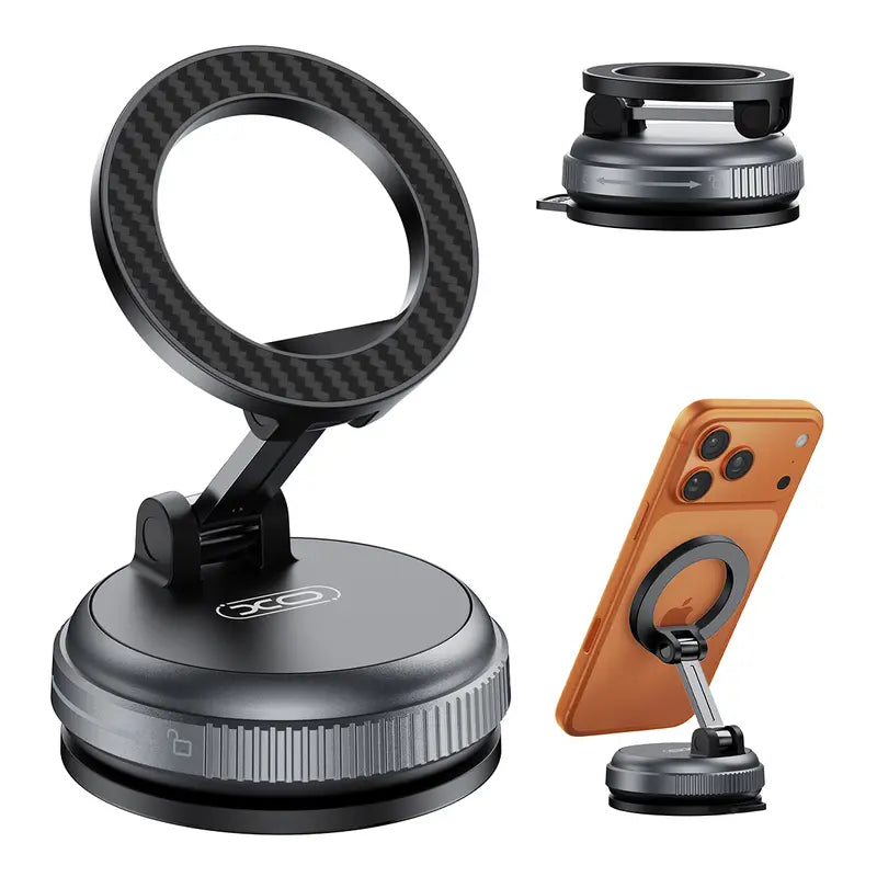 Magnetic Suction Car Phone Mount – 360° Rotating, Foldable, No Power Needed