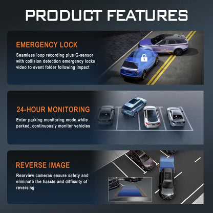 BCUOZ 4-Channel Dash Cam – Front, Rear, Left & Right, 1080p, 64GB Card Included
