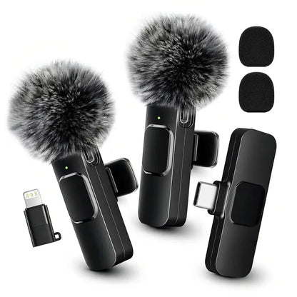 HITOZON Wireless Lavalier Microphone, 2-Pack – USB-C Clip-On Mic with Mute, Plug & Play