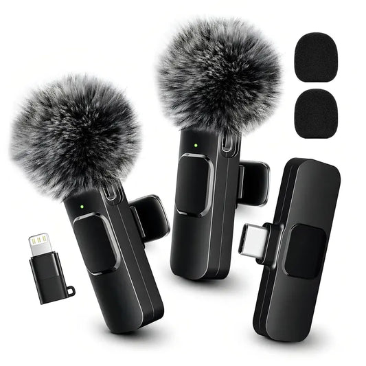 HITOZON Wireless Lavalier Microphone, 2-Pack – USB-C Clip-On Mic with Mute, Plug & Play