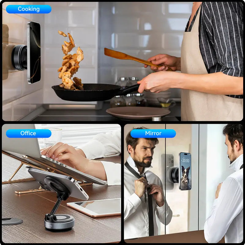 Magnetic Suction Car Phone Mount – 360° Rotating, Foldable, No Power Needed