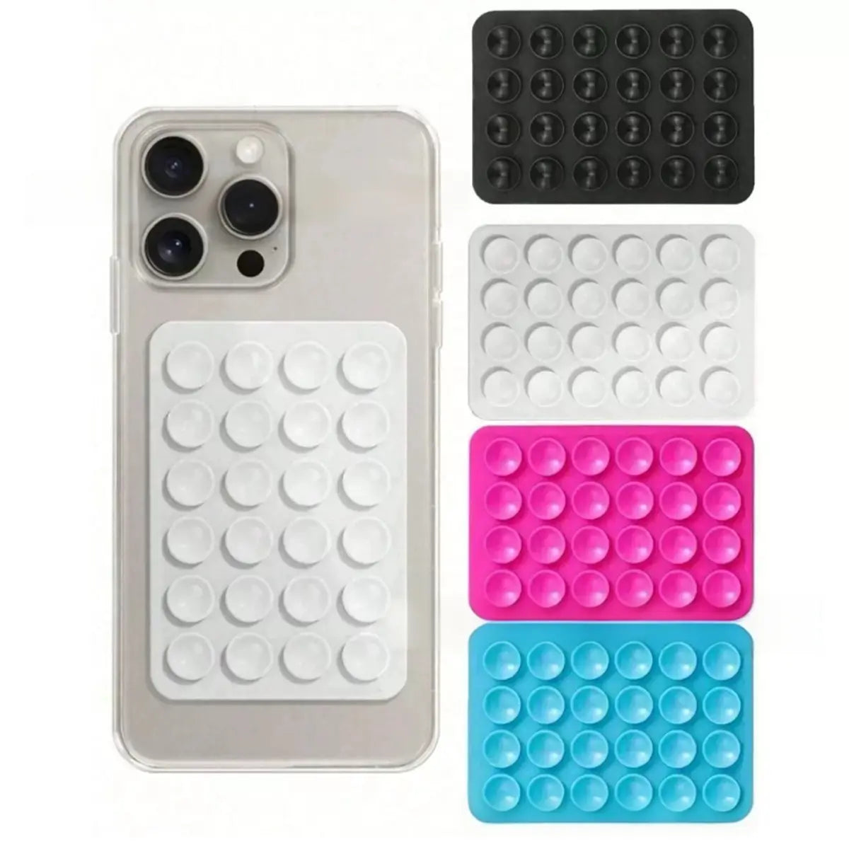 Double-Sided Silicone Suction Phone Holder – Hands-Free Mount for Mirrors & Tiles