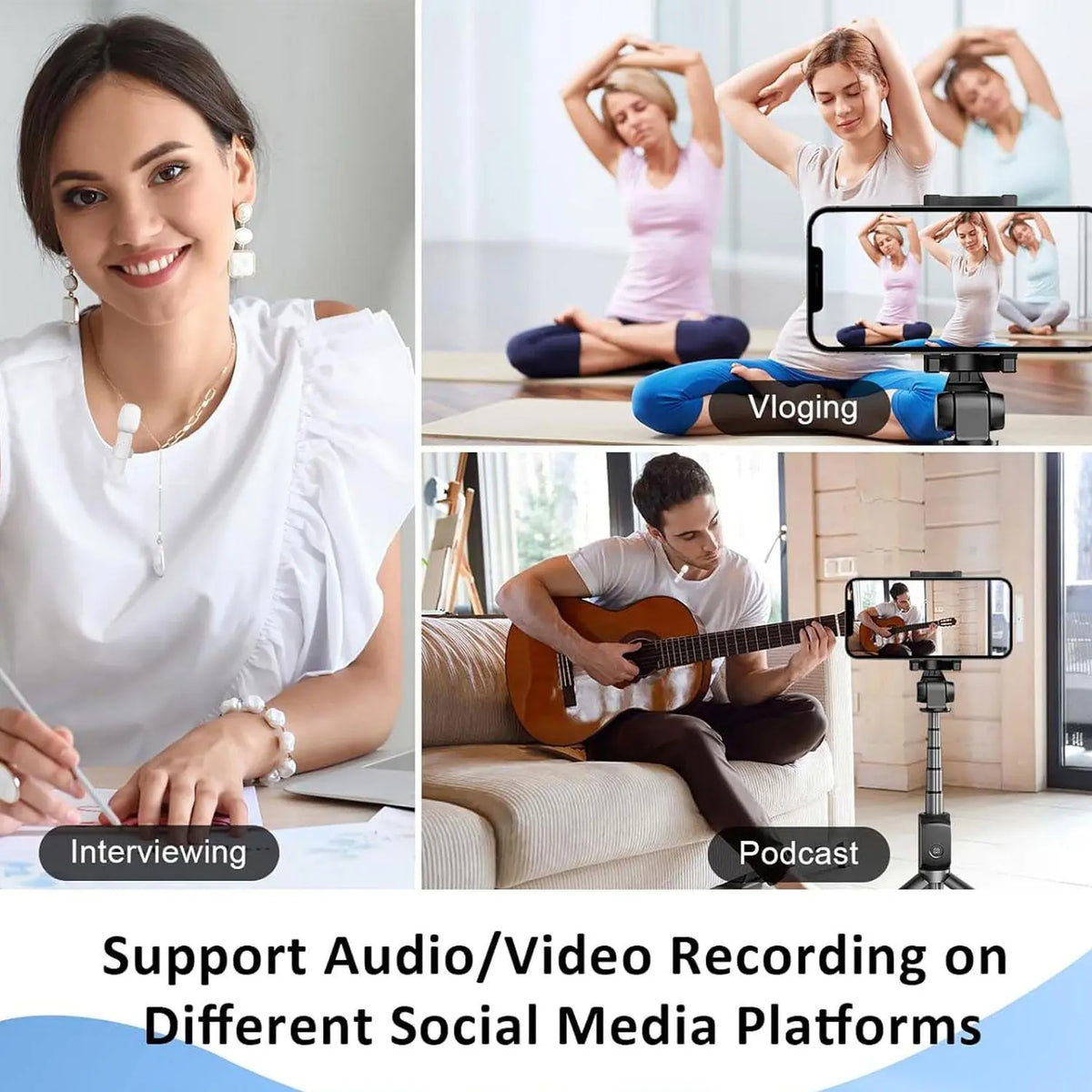 Wireless Lavalier Microphone – Rechargeable Clip-On Mic, Plug & Play