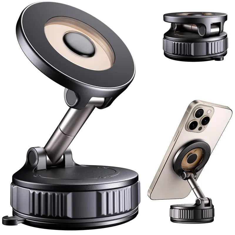 Magnetic Suction Car Phone Mount – 360° Rotating, Foldable, No Power Needed