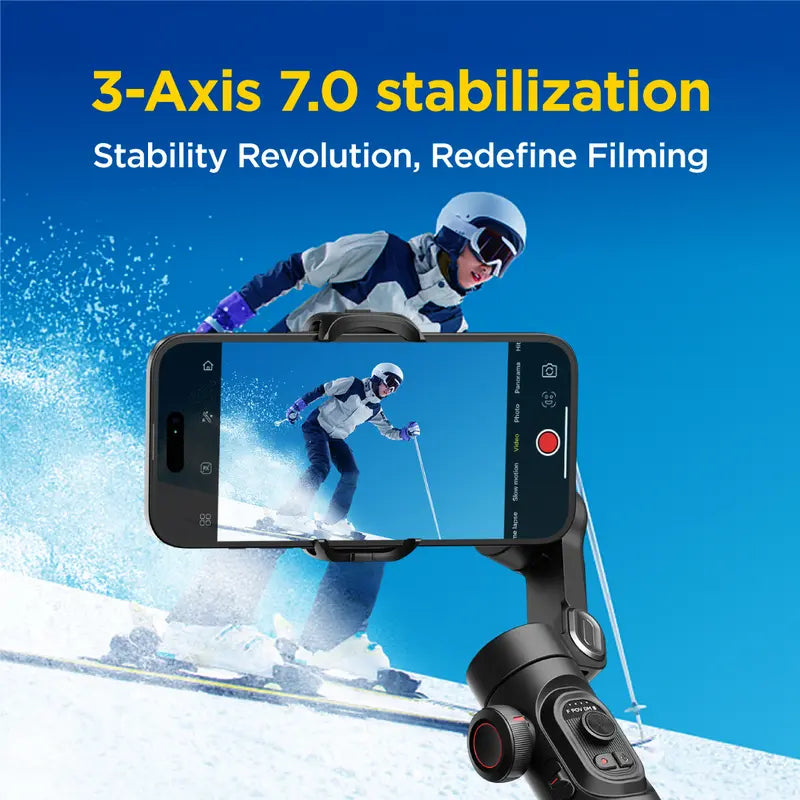 AOCHUAN 3-Axis Phone Gimbal Stabilizer – Foldable, Face Tracking, Magnetic RGB Fill Light