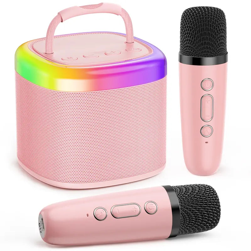 JYX D17 Mini Karaoke Machine – Bluetooth Speaker with Wireless Microphones & RGB Lights