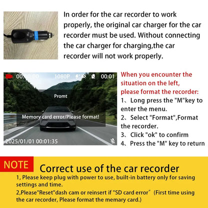 BCUOZ 4-Channel Dash Cam – Front, Rear, Left & Right, 1080p, 64GB Card Included