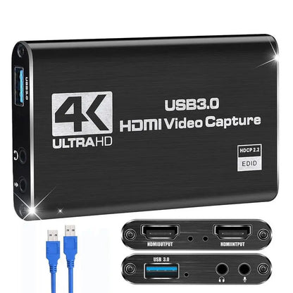 HDMI Capture Card – 1080p 60fps Recording, 4K Passthrough, Mic Input