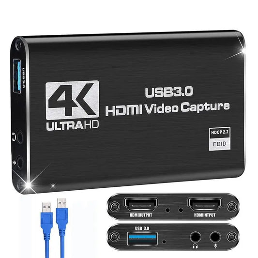 HDMI Capture Card – 1080p 60fps Recording, 4K Passthrough, Mic Input