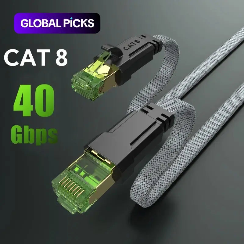 Cat 8 Ethernet Cable – 40Gbps, 2000MHz, Braided RJ45 Network Cable 10m