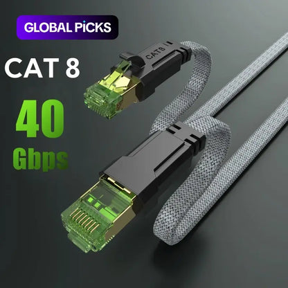 Cat 8 Ethernet Cable – 40Gbps, 2000MHz, Braided RJ45 Network Cable 10m