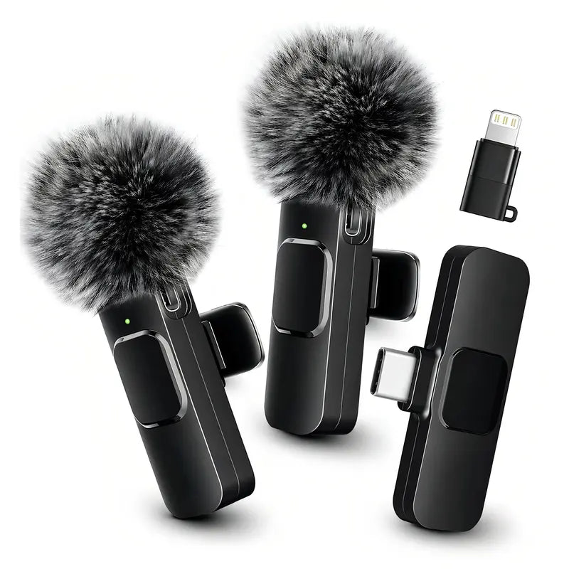 HITOZON Wireless Lavalier Microphone, 2-Pack – USB-C Clip-On Mic with Mute, Plug & Play