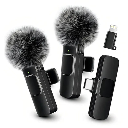 HITOZON Wireless Lavalier Microphone, 2-Pack – USB-C Clip-On Mic with Mute, Plug & Play