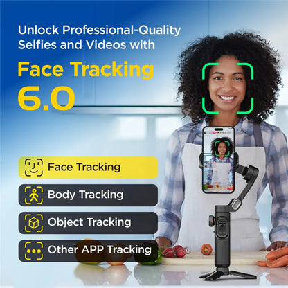 AOCHUAN 3-Axis Phone Gimbal Stabilizer – Foldable, Face Tracking, Magnetic RGB Fill Light