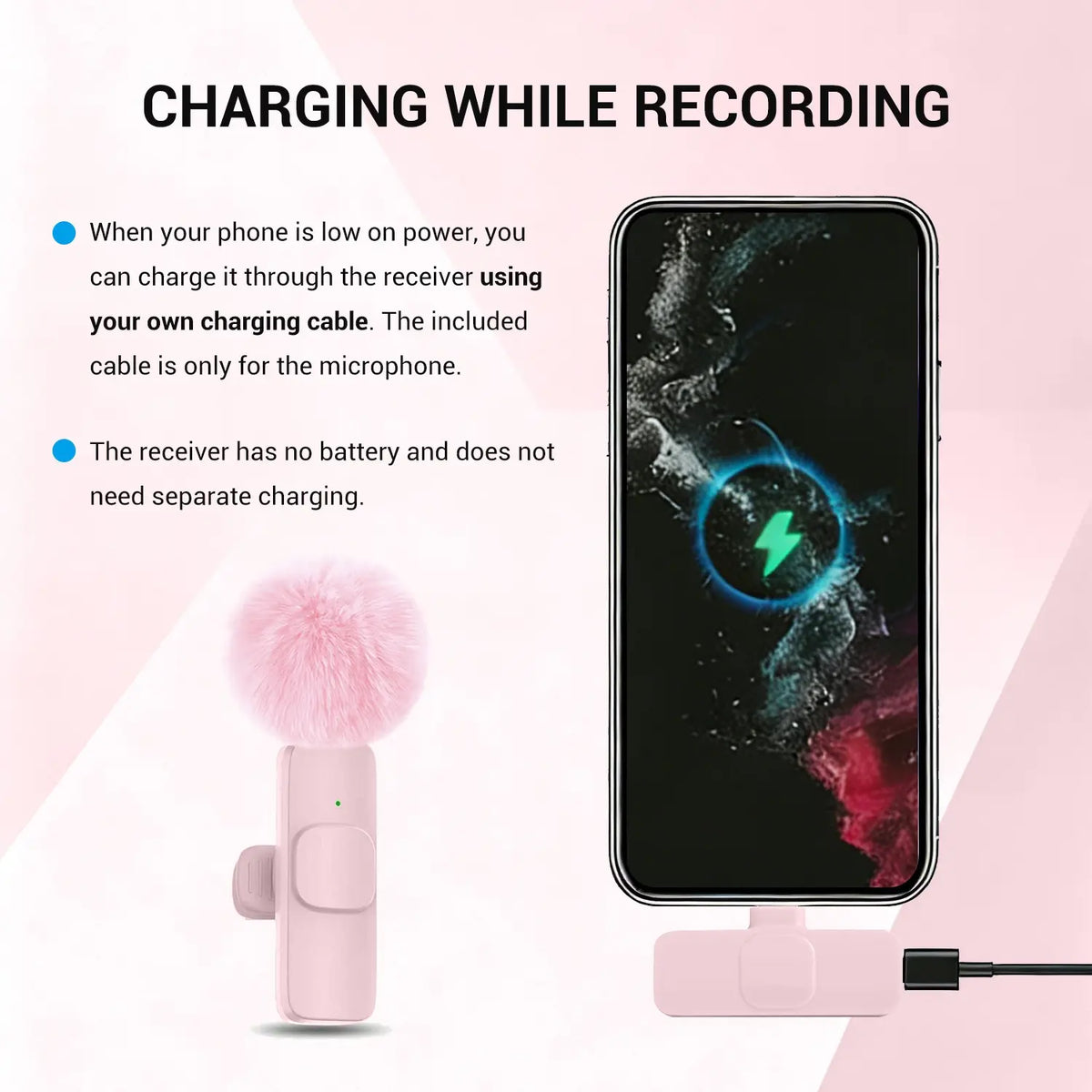 Wireless Lavalier Microphone – Rechargeable Clip-On Mic, Plug & Play