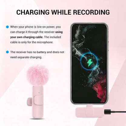 Wireless Lavalier Microphone – Rechargeable Clip-On Mic, Plug & Play