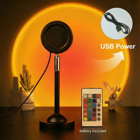 RGB Sunset Projector Lamp with Remote – 180° Adjustable, 4 Light Modes