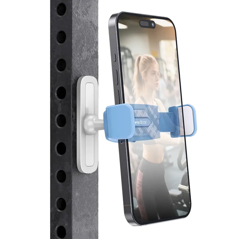 Magnetic Gym Phone Mount – 360° Adjustable Aluminum Holder for Workout Recording