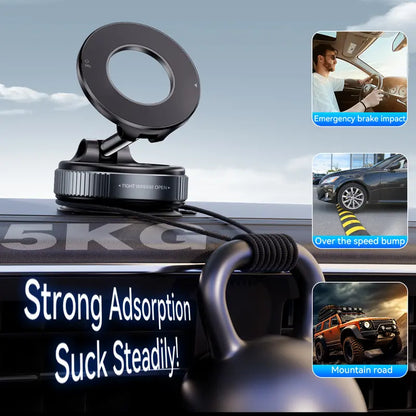 Magnetic Suction Car Phone Mount – 360° Rotating, Foldable, No Power Needed
