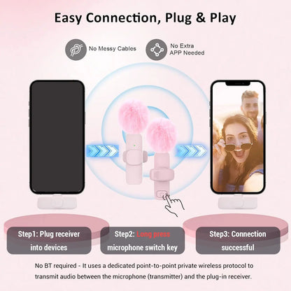 Wireless Lavalier Microphone – Rechargeable Clip-On Mic, Plug & Play