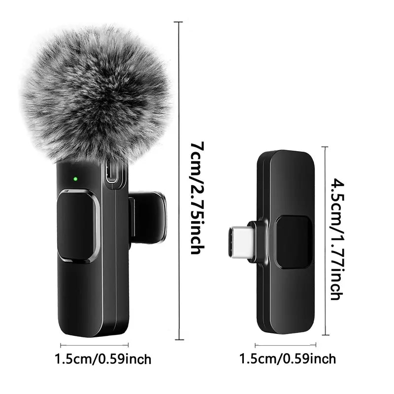 HITOZON Wireless Lavalier Microphone, 2-Pack – USB-C Clip-On Mic with Mute, Plug & Play