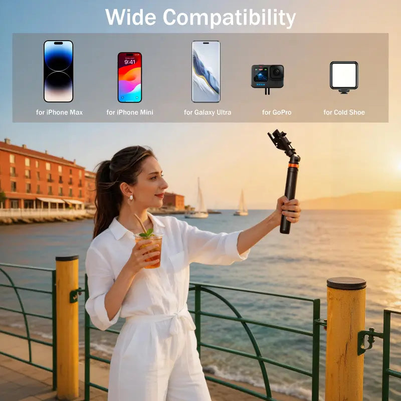 61" Selfie Stick Tripod with Wireless Remote – Aluminum, Extendable Phone Stand