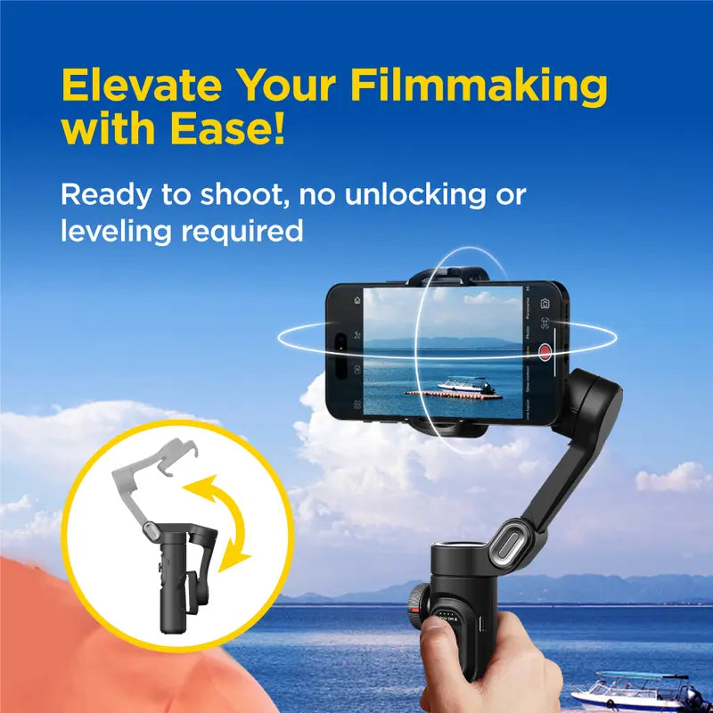 AOCHUAN 3-Axis Phone Gimbal Stabilizer – Foldable, Face Tracking, Magnetic RGB Fill Light