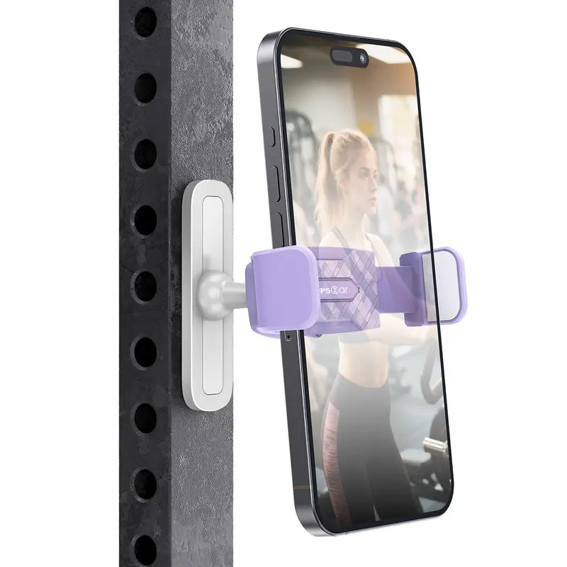 Magnetic Gym Phone Mount – 360° Adjustable Aluminum Holder for Workout Recording