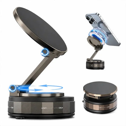 Magnetic Suction Car Phone Mount – 360° Rotating, Foldable, No Power Needed