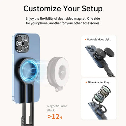 Ulanzi MA30 Magnetic Phone Tripod – MagSafe Compatible, Foldable Aluminum Grip